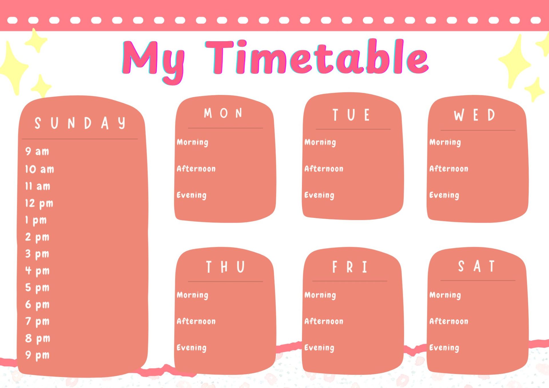 Kid Timetable Template Printable @harpersharing